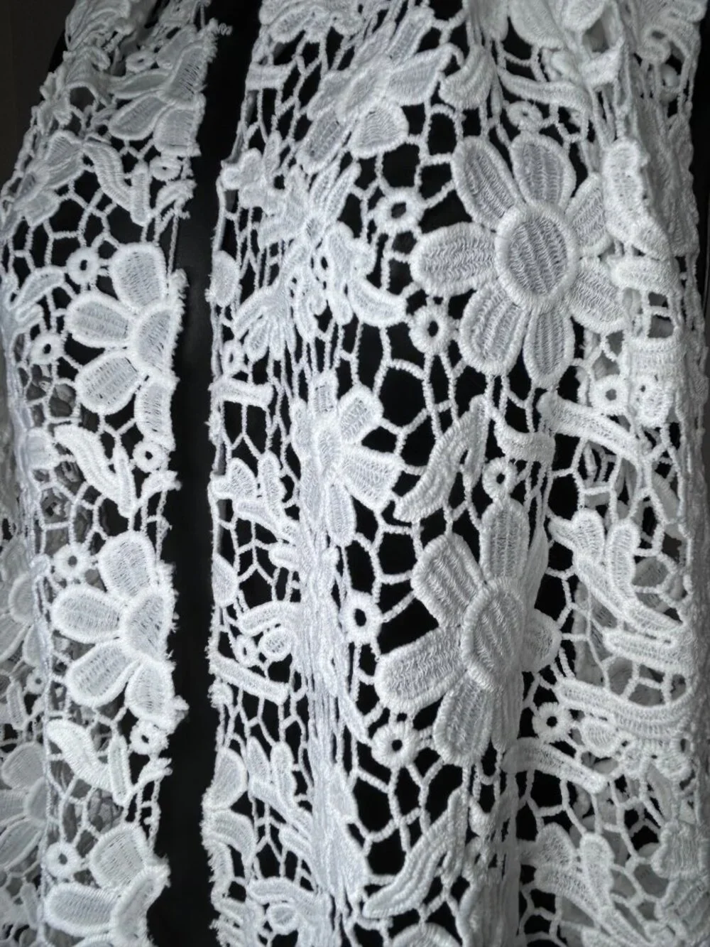 White Floral Crochet Knit Scarf/Sarong/Belt Customizable Styling Cotton Blend